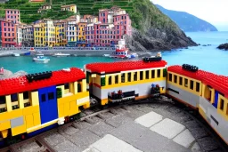 Lego Train in lego riomaggiore italy sea town lego