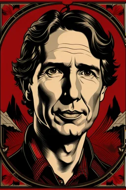 frontal portrait of justin trudeau by shepard Fairey