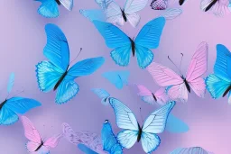 pastel colors, blue, pink, white, butterfly