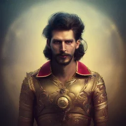 Russian, circus, ringleader, portrait, Arthur Kulkov, handsome, ringleader, muscular, man, strong, detailed matte painting, fantastical, intricate detail, 8k resolution, concept art portrait by Greg Rutkowski, mystical colors, Golden hour, colorful galaxy foreground, lisa frank fantasy, neon pastel color palette, beautiful colorful interesting detailed storybook fantasy