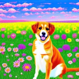 adorable pet, beautiful portrait, flowery landscape, cosmic atmosphere, perfect composition, 8k, super detailed, delicate flowers, complementary colours, intricate details, people