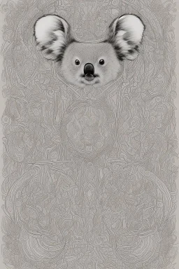 A delightful coloring page design showcasing an adorable baby koala in a charmingly naive art style. The artist has skillfully created a whimsical scene with minimal details and a focus on bold, thick black outlines. The endearing fox, prominently positioned in the center, is the highlight of this illustration. The all-white background beautifully complements the simplistic design, allowing young artists to unleash their creativity. As the baby fox takes center stage, a subtle hint of its