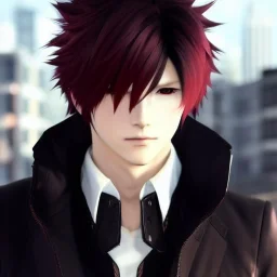 Detailed anime boy, crimson red hair, long classic taper hairstyle, dante dmc5 hairstyle, wolf ears protruding out, white trench coat, intricate details, full body portrait, keep head in frame, slight smile, black Japanese motif, concept art, highly detailed, digital painting, concept art, sharp focus, illustration, art by Yoji Shinkawa, WLOP and greg rutkowski and alphonse mucha and artgerm and yanjun Chen and Junji ito and Makoto Shinkai, HDR, octane render, highly detailed