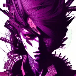 beautiful punk girl, hyper detailed, intricately detailed, illustration by <kilian eng> <Yoji Shinkawa>, purple tones,