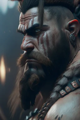 Barbarian barber, high detail, 8k, cinematic, depth of field, art