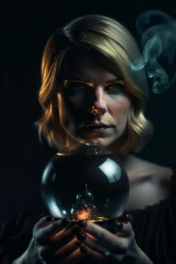 portrait of smoking hot woman in stream inside crystal ball against pitch black background, shot on Hasselblad h6d-400c, zeiss prime lens, bokeh like f/0.8, tilt-shift lens 8k, high detail, smooth render, down-light, unreal engine, prize winning