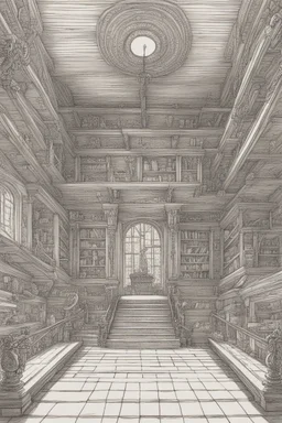 Interior in detailed pen strokes