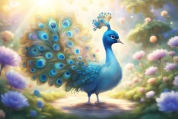 cute anime chibi peacock in a flowergsrden in sunshine Weight:1 heavenly sunshine beams divine bright soft focus holy in the clouds Weight:0.9