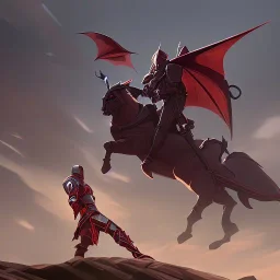 knight battling a red dragon