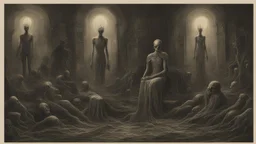 The eerie image exudes an aura of mystery and horror. It features a cryptic symbol centered around the concept of "The Hidden World Government." Dark, shadowy colors permeate the image, creating a stark contrast between light and darkness, evoking spine-chilling suspense. Carefully drawn details reveal hidden hands that draw attention, hinting at secrecy and the unseen forces that control the world. The ominous, darkened sky and an atmosphere tainted with mystery intensify the sense of horror a