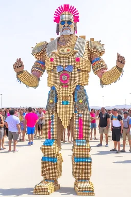 10,000nerds worshipping giant lord of nerd at burning man festival in the style of hiroku ogai