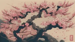 Japanese cherry blossom, comic style