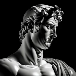 statue Apollo Perfect proportion muscle stately, 正臉,線條,黑白簡約,頭像