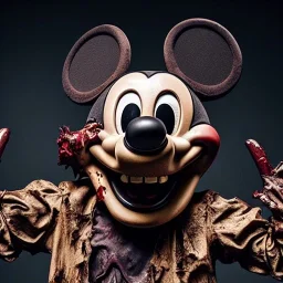 Rotting corpse zombie who is mickey mouse smiling, evil, arms forward like a mummy, fangs, sharp focus, ears, boots