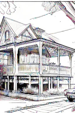 2d drawing of a porch, side view of drivers side