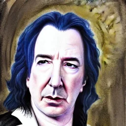 high-quality, fine-detail close-up watercolor of Alan Rickman as Severus Snape, portrait, young, stunning, beautiful, 8k resolution, intricate, digital art, hyper realistic, photorealistic, volumetric lighting,brian froud, howard lyon, selina french*, anna dittmann, annie stokes, lisa parker, greg rutowski