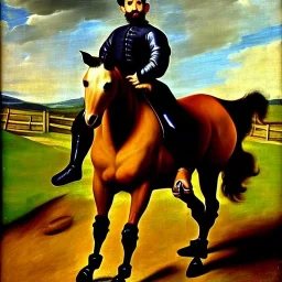 portrait of a horse riding by Diego Velázquez style