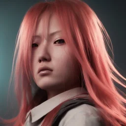 hitomi tanaka, flame hair, realistic, intriacte detail, sci-fi fantasy style, volumetric lighting, particales,highly detailed,cinamatic, deep colours,8k