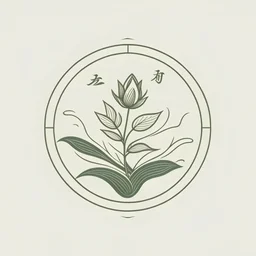 Asian style, mystical simple one color Logo: botanical style