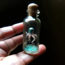 cute tiny squid in bottle