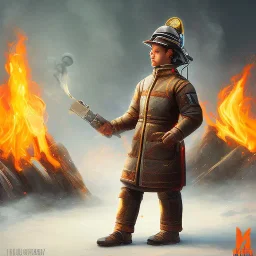 young man stand up controlling the fire, magic