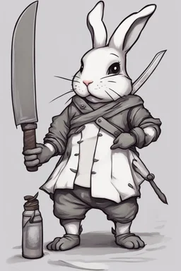 cute rogue bunny with cooking knife dnd realistic art