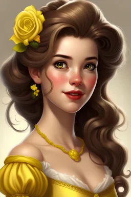 Belle from beauty and the beast with daisys in her hair make her old school disney princess more white daisys