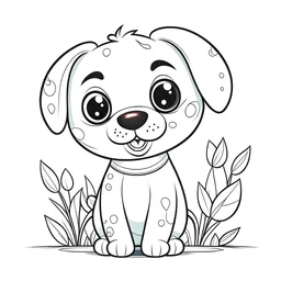 Generate a cute Dog , vase, resolution, cartoon-sticker style with clear lines on a pure white background suitable for a children's coloring book.