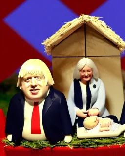 Boris Johnson and Liz Truss as a nativity scene