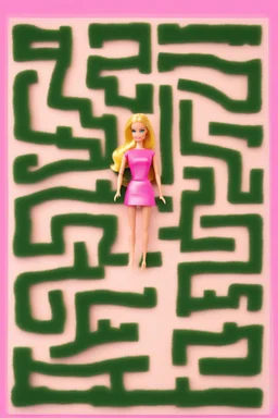 a fun barbie maze. should be clear and defined. easy for kids. write on the top also what needs to be done