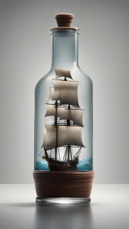 ship in glass bottle with water