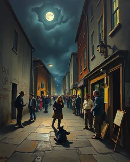 Bosch painting style ,nightmare, street begging