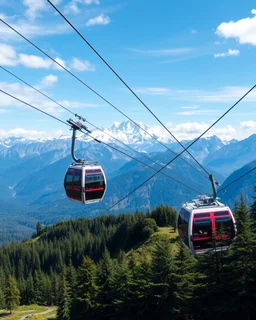 modern cable car high mountain beautiful landscape