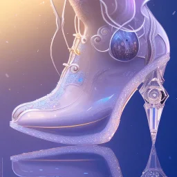 cinderellas crystal glass shoe ,magical, snow, sharp, ornate, elegant, highly detailed, transparent, artstation, concept art, smooth, sharp focus, illustration, 8k,intricate