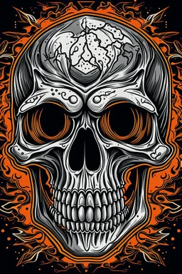 heavy metal concert poster styled human skull illustration