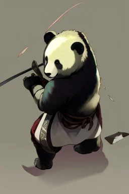 Panda in samurai armour