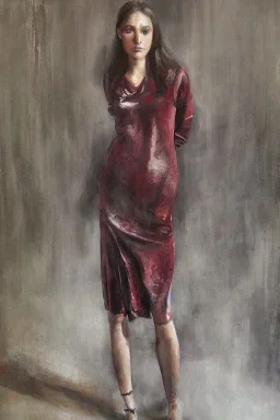 Full body portrait, painting, medium shot lady Agim Sulaj