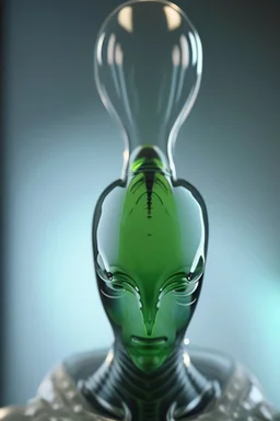 Glass alien, masterpeace, extremely sharp detail, finely tuned detail, ultra high definition 8 k