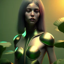 plant girl, digital art, octane render, redshift render,ambient lighting