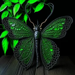 metal gothic green lacewing wings