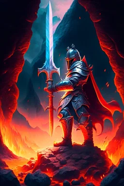 royal knight holding a greatsword in lava land