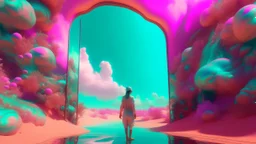 surreal and dreamlike, how to be a wife, how to dive into the backward sea and isolate myself in a mirror;, saturated, pastel, dreamy atmosphere, liquid psychedelic