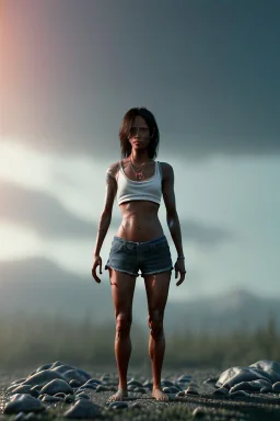 Ultra Realistic image, 25 years old brunette woman, Madrid, portrait, small stature, too small chest, yakuza body tattoo, vibrant color, highly detailed, art stations, concept art, smooth, unreal engine 5, god rays, ray tracing, RTX, lumen lighting, ultra detail, volumetric lighting.