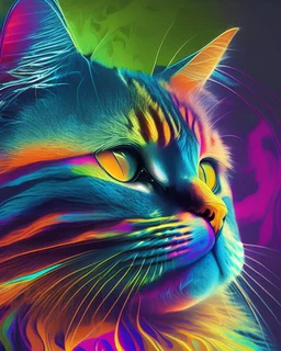cat, day glo, colorful background