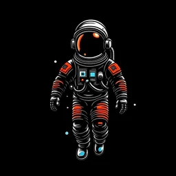 floating cartoon astronaut from 2000's, on solid black background