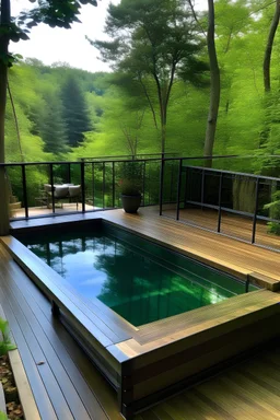 una piscina con deck en un terreno de 3metros por 6metros