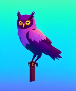 cute, full body owl gradient, one color background