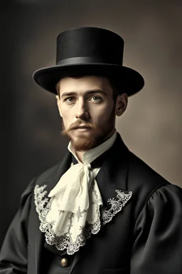 portrait of young reverend with black hat victorian era age 30