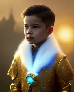 A small boy, magic child, head and shoulders, 8k resolution concept art portrait by Greg Rutkowski, Artgerm, WLOP, Alphonse Mucha dynamic lighting hyperdetailed intricately detailed Splash art trending on Artstation triadic colors Unreal Engine 5 volumetric lighting Splash art fantasy"