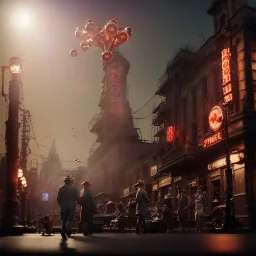 American shot view, old Asian man + little monkey, cabaret scene, steampunk. Sunglasses, smoking, happy, hot. Many people background, highly detailed, concept art, unreal engine 5, god rays, ray tracing, RTX, lumen lighting, ultra detail, volumetric lighting, 3d, finely drawn, high definition, high resolution.